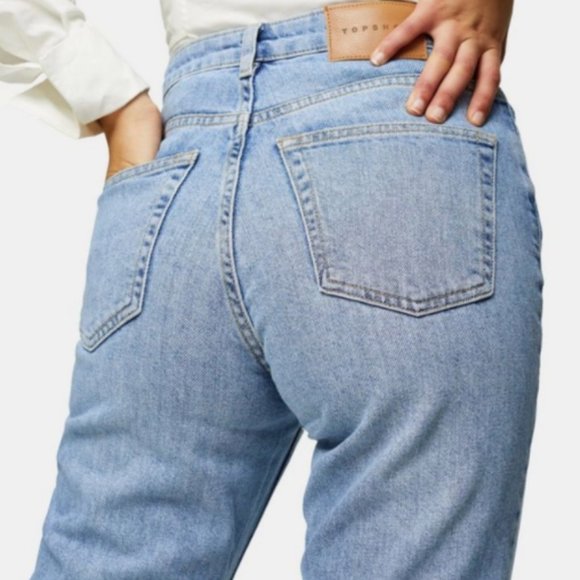 Topshop Bleach Stone Premium Mom Tapered Jeans - Picture 3 of 3